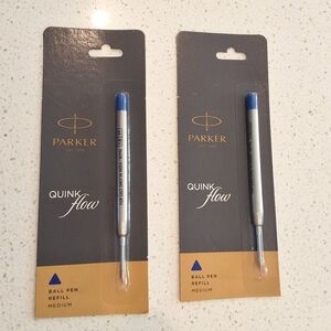 Parker Ball Point Pen Refills, Medium Point QuinkFlow, Blue Ink, 2 Packs, NEW